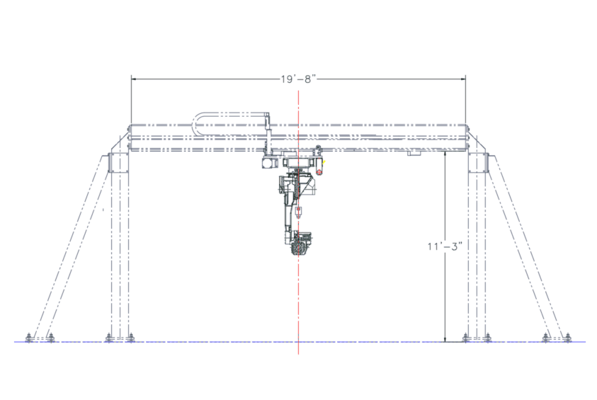 Drawing of Gantry M-710iC/50 with dimmensions