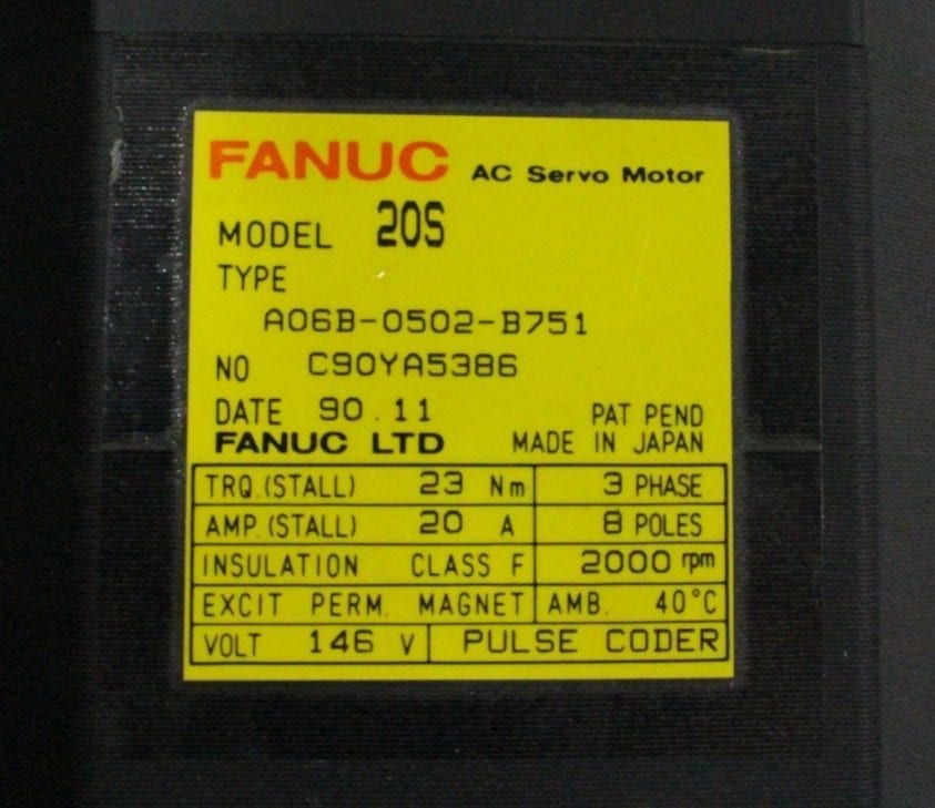 Fanuc, AC Servo Motor, S-420, A06B-0502-B751, RH