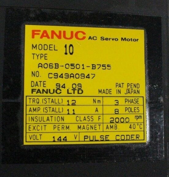 Fanuc AC Servo Motor, S-420F, A06B-0501-B755, RJ